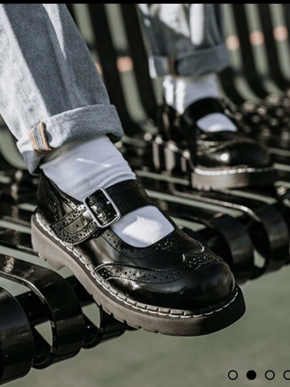 Black Leather TUK Chunky Mary Janes